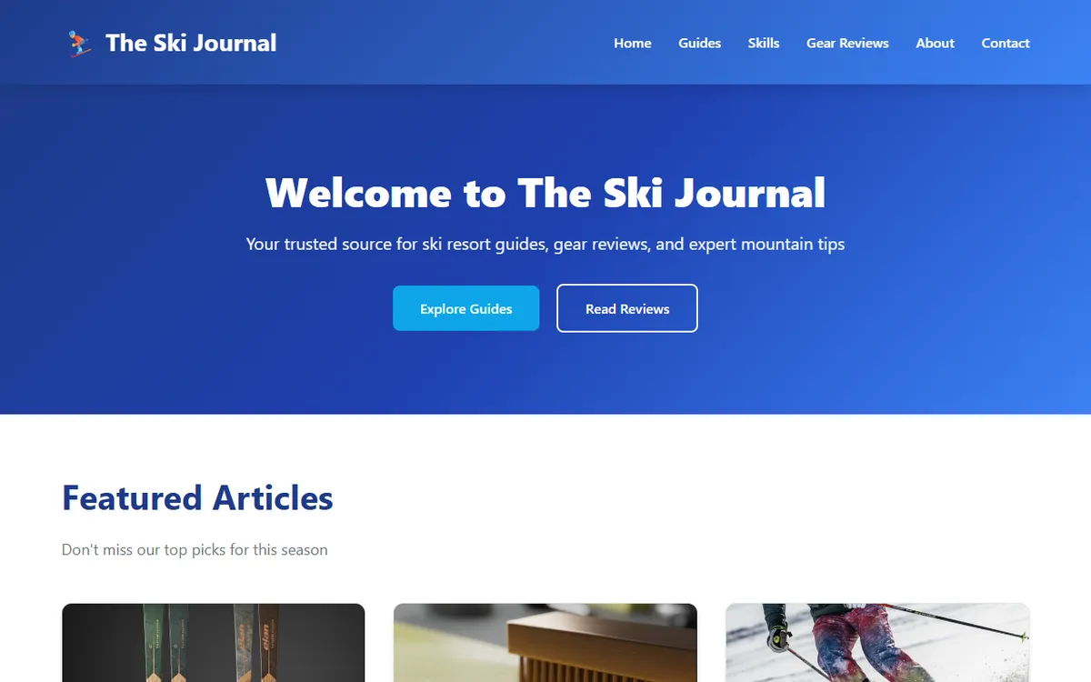 The Ski Journal — homepage screenshot